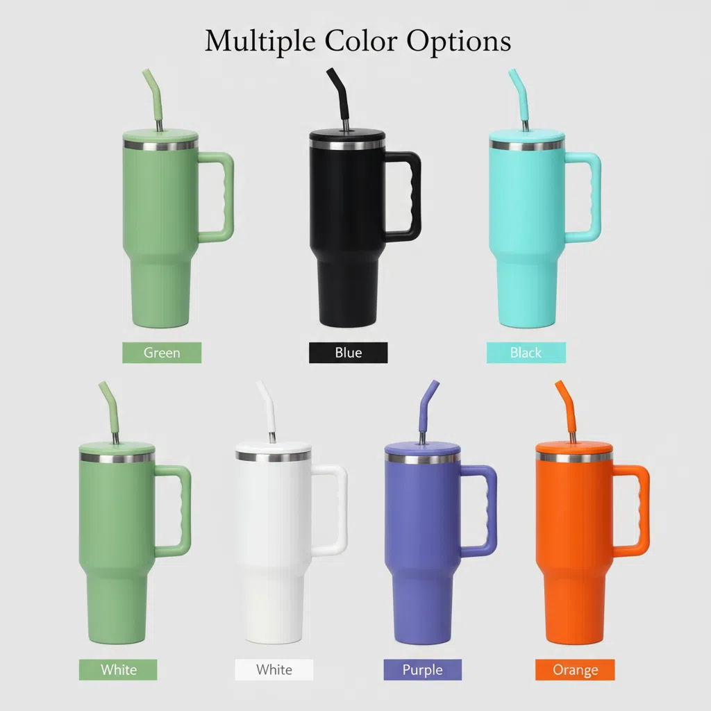 40oz handle tumblers for custom logo drinkware orders